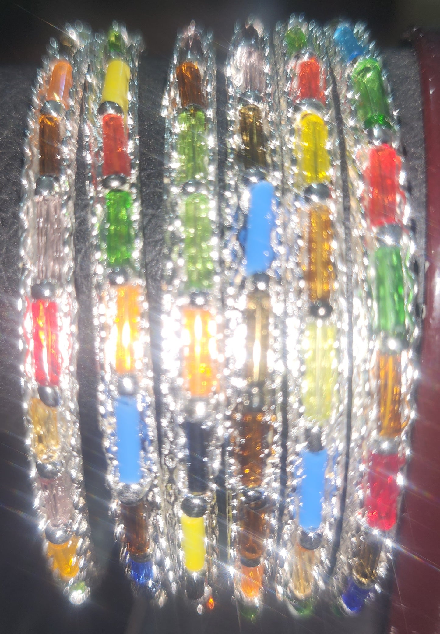 Dazzling Rainbow Stackable Jewelry Bangles - Silver Finish