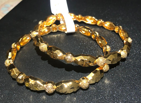 Dazzling Cut-Work & Granulated Gold-Tone Bangle Jewelry Set