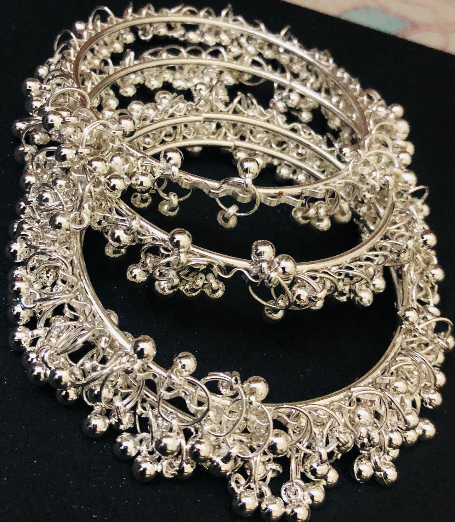 Elegant Silver Anklet with Intricate Bead Design jewelry