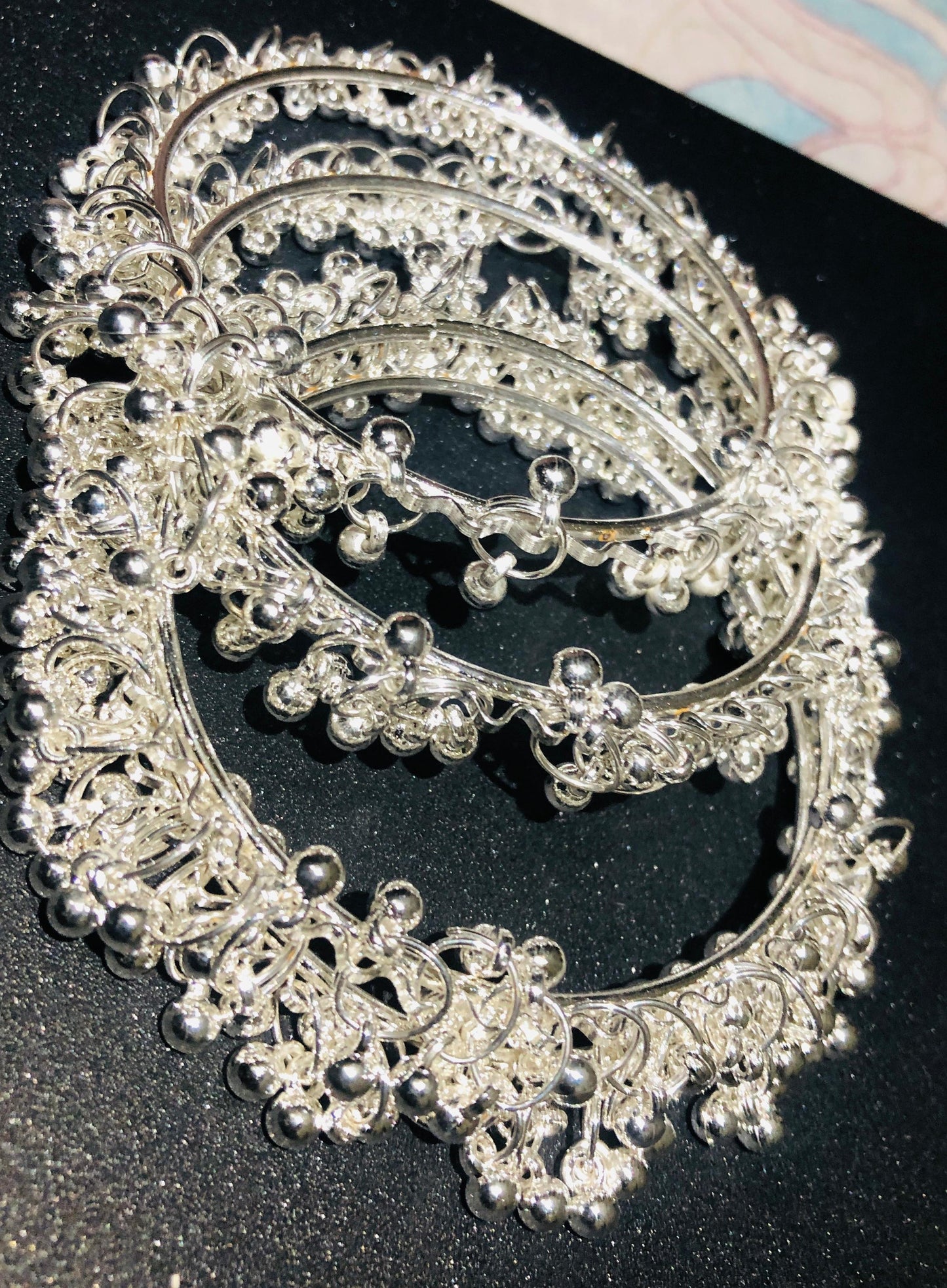 Elegant Silver Anklet with Intricate Bead Design jewelry