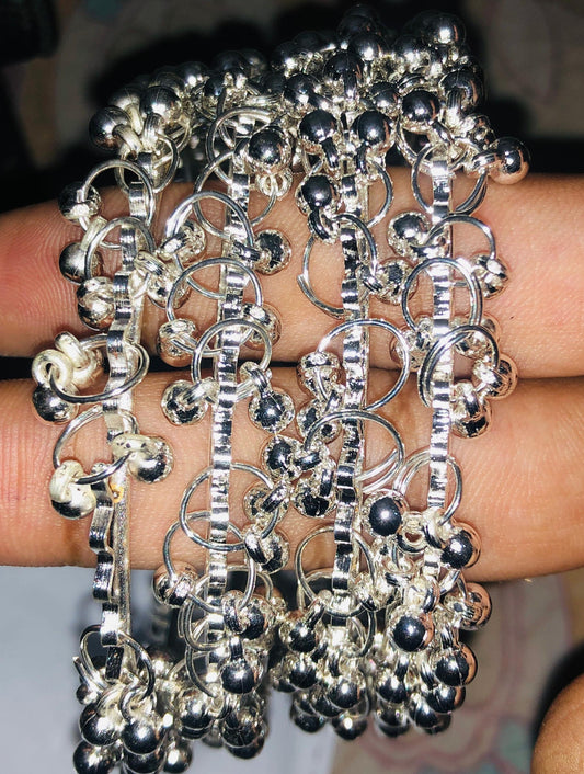 Elegant Silver Anklet with Intricate Bead Design jewelry