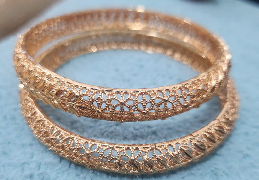Intricate Filigree Gold-Tone Bangle Jewelry Set
