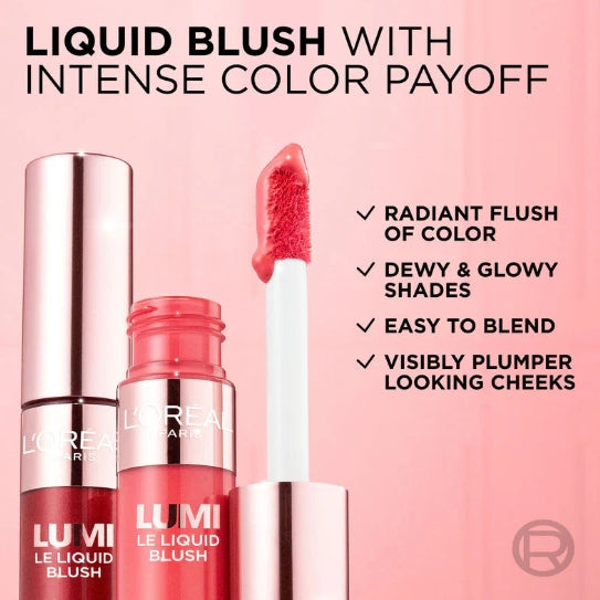 L'Oréal Lumi Le Blush Liquid 10ml – Dewy Glow Finish | Lightweight & Blendable Cheek Tint