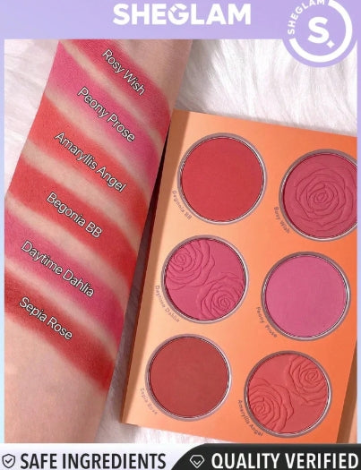 Sheglam Floral Flush Blush Palette 6-Color Pressed Powder
