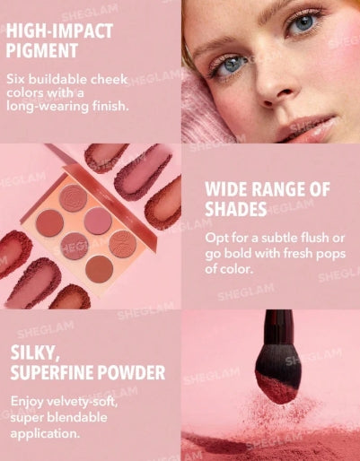 Sheglam Floral Flush Blush Palette 6-Color Pressed Powder