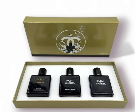 New Sale Bleu De Chanel 3 in 1 Perfume Gift Set – Premium Men’s Fragrance Collection (30mL Each)
