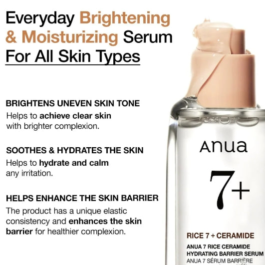 Anua 7 Rice Ceramide Hydrating Barrier Serum 50ml – Moisture Boost & Skin Barrier Repair