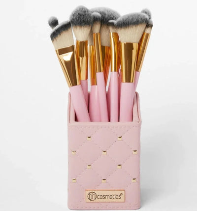 BH Cosmetics Pink Studded Elegance 12 Piece Brush Set (With Stand)