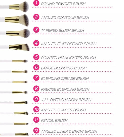 BH Cosmetics Pink Studded Elegance 12 Piece Brush Set (With Stand)