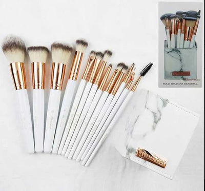 BH Cosmetics Marble Brush Set 13 Pieces Brush Set (With Stand)
