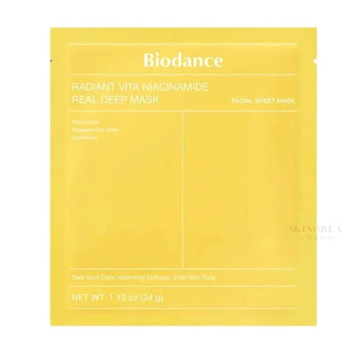 Biodance Radiant Vita Niacinamide Real Deep Sheet Mask – Brightening & Hydrating Korean Skincare