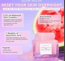 Glow Recipe Watermelon Glow AHA Night Treatment 60ml – Overnight Radiance & Hydration