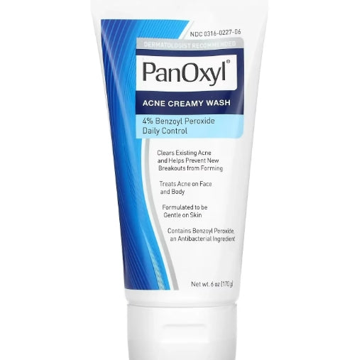 PanOxyl Acne Creamy Wash 4% Benzoyl Peroxide - Daily Control Cleanser 170g