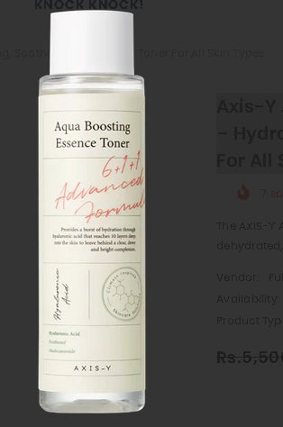 Axis-Y Aqua Boosting Essence Toner 150ml – Hydrating, Soothing & Balancing Toner for All Skin Types