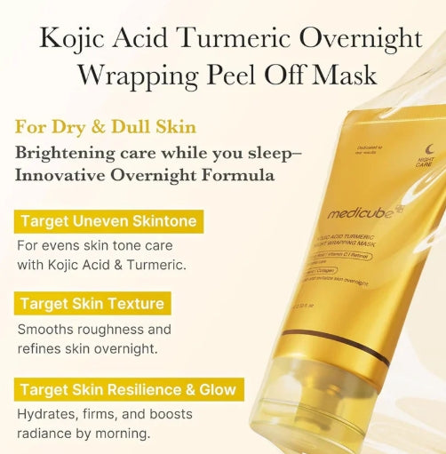 Medicube Kojic Acid Turmeric Night Wrapping Mask – 75ml | Brightening & Hydrating Overnight Treatment