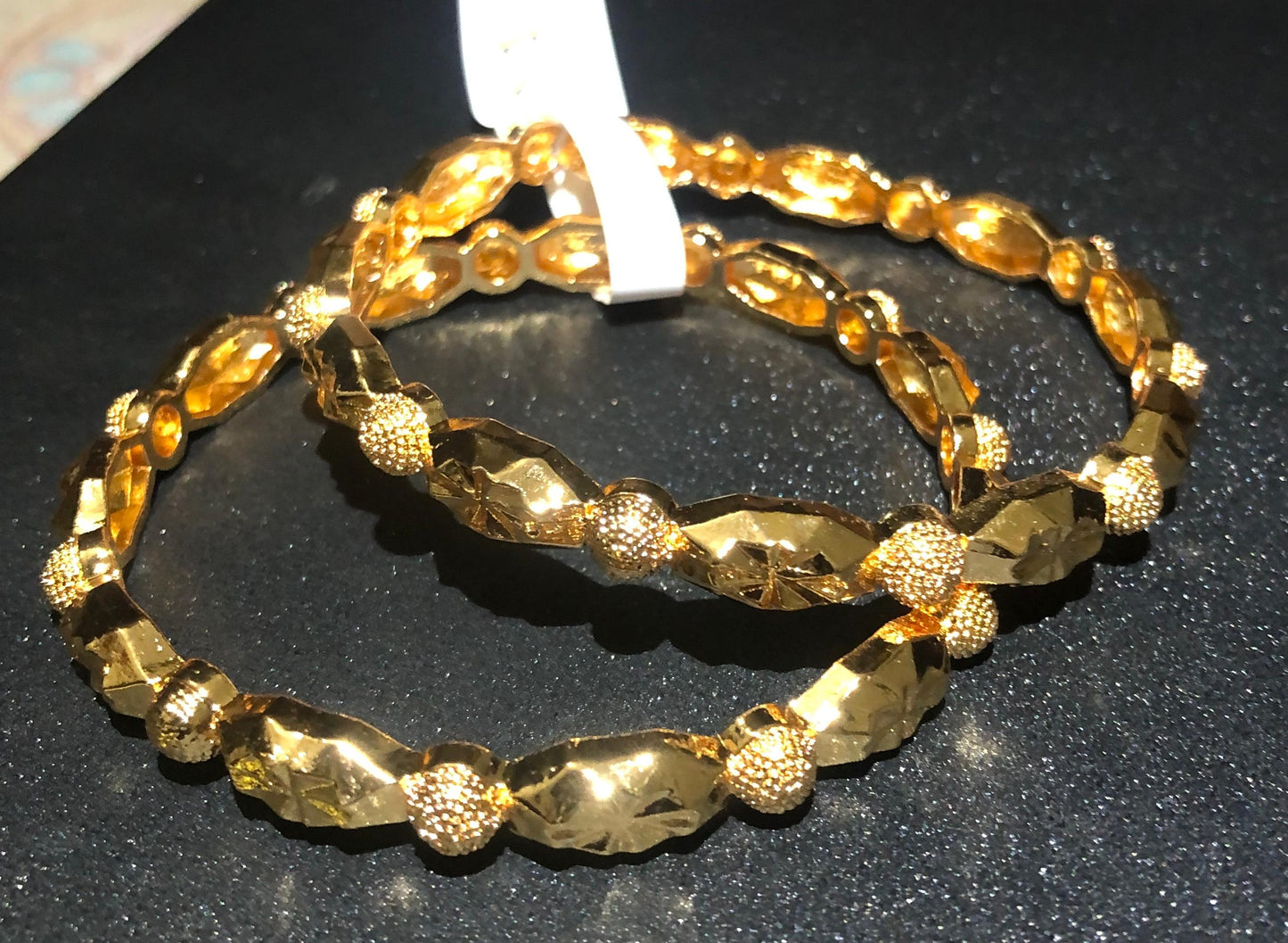 Dazzling Cut-Work & Granulated Gold-Tone Bangle Jewelry Set