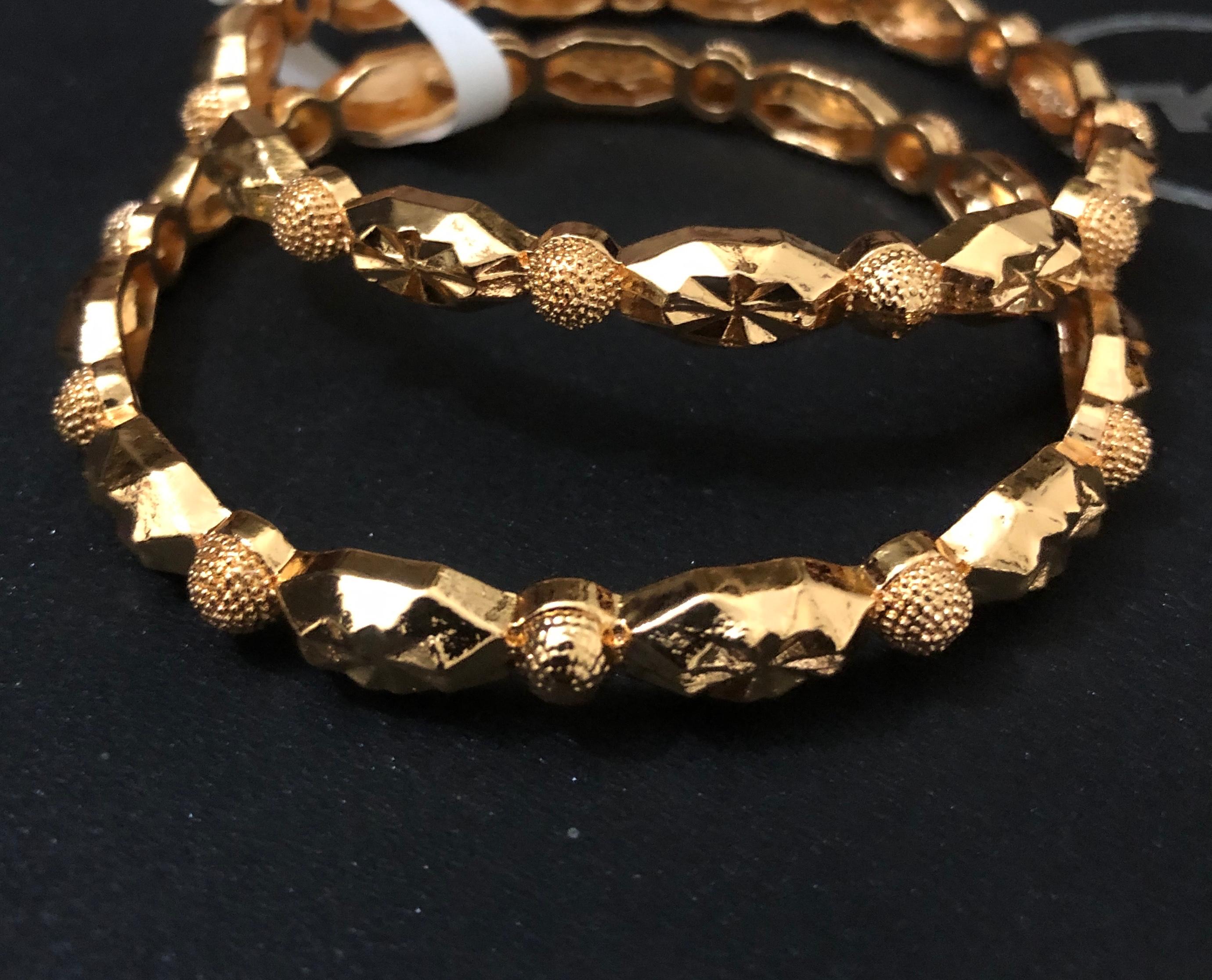 Dazzling Cut-Work & Granulated Gold-Tone Bangle Jewelry Set