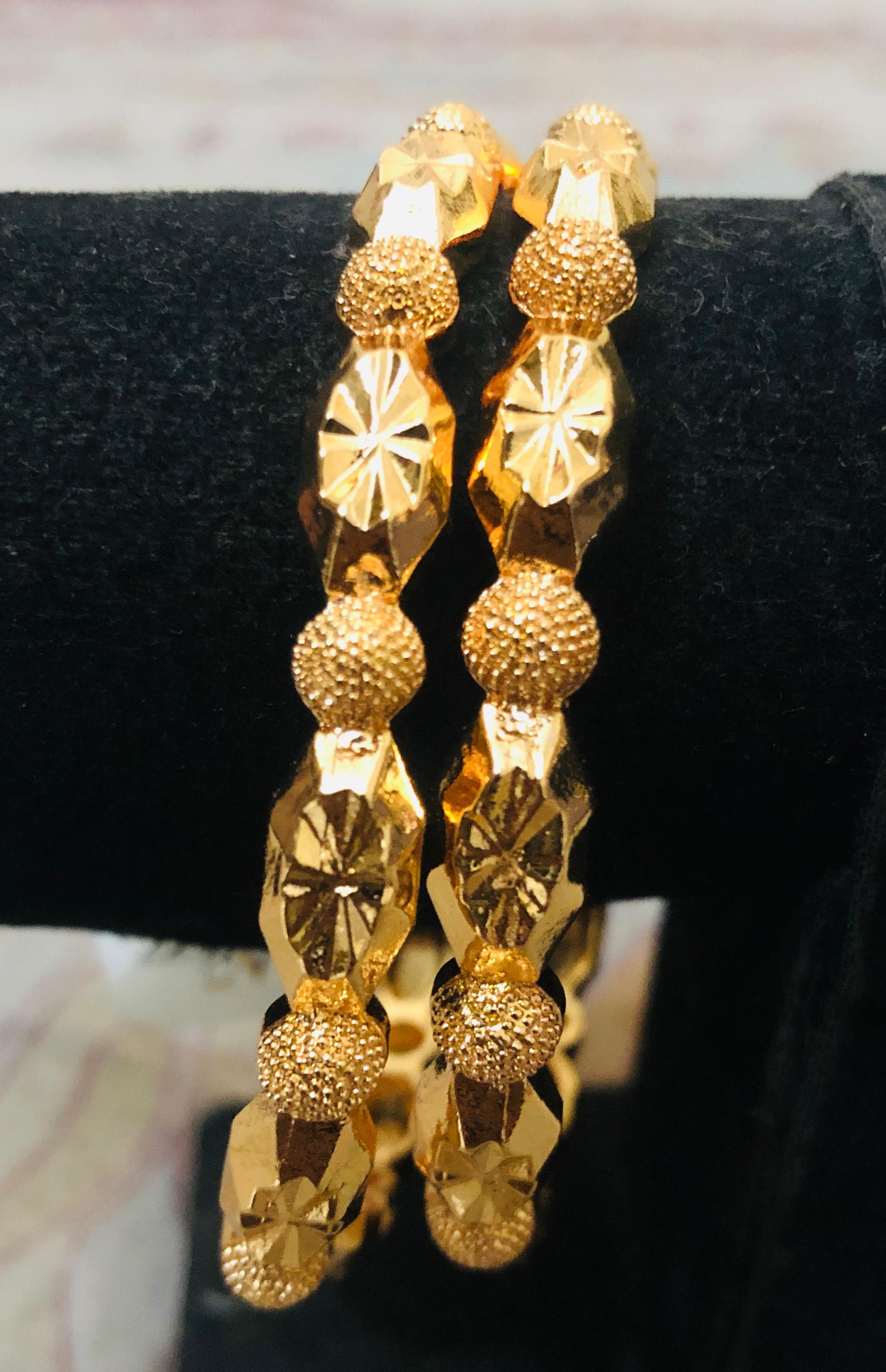 Dazzling Cut-Work & Granulated Gold-Tone Bangle Jewelry Set