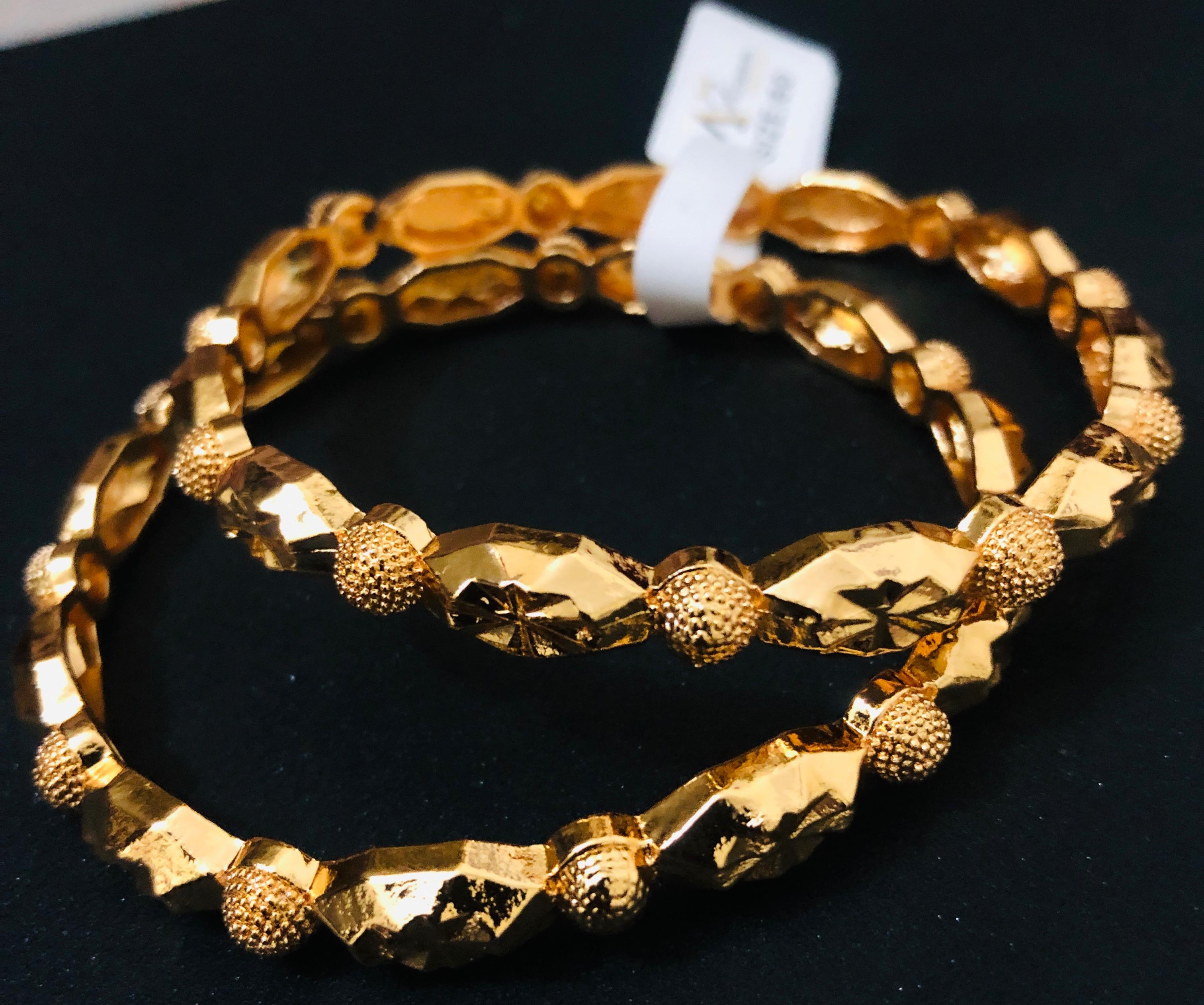 Dazzling Cut-Work & Granulated Gold-Tone Bangle Jewelry Set