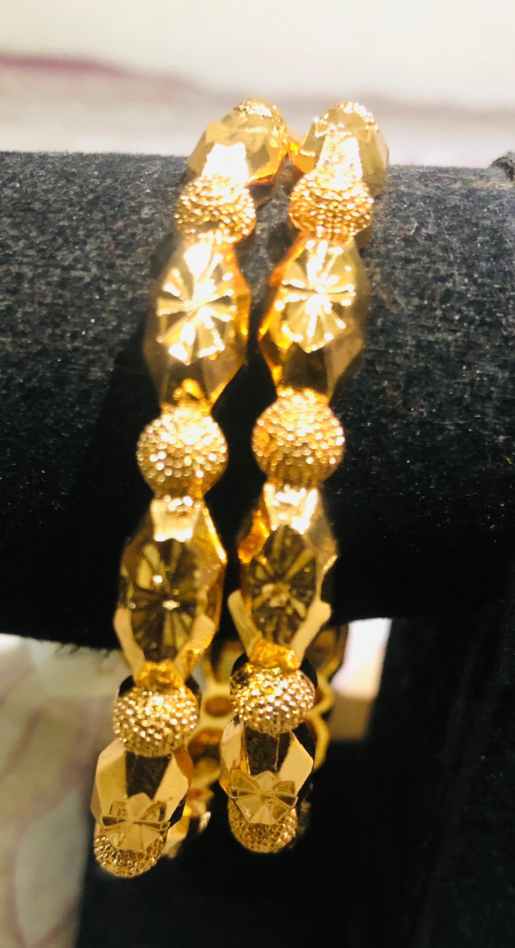 Dazzling Cut-Work & Granulated Gold-Tone Bangle Jewelry Set