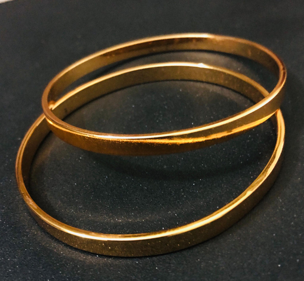 Classic Minimalist Gold-Tone Bangle Jewelry Set (Set of 2)