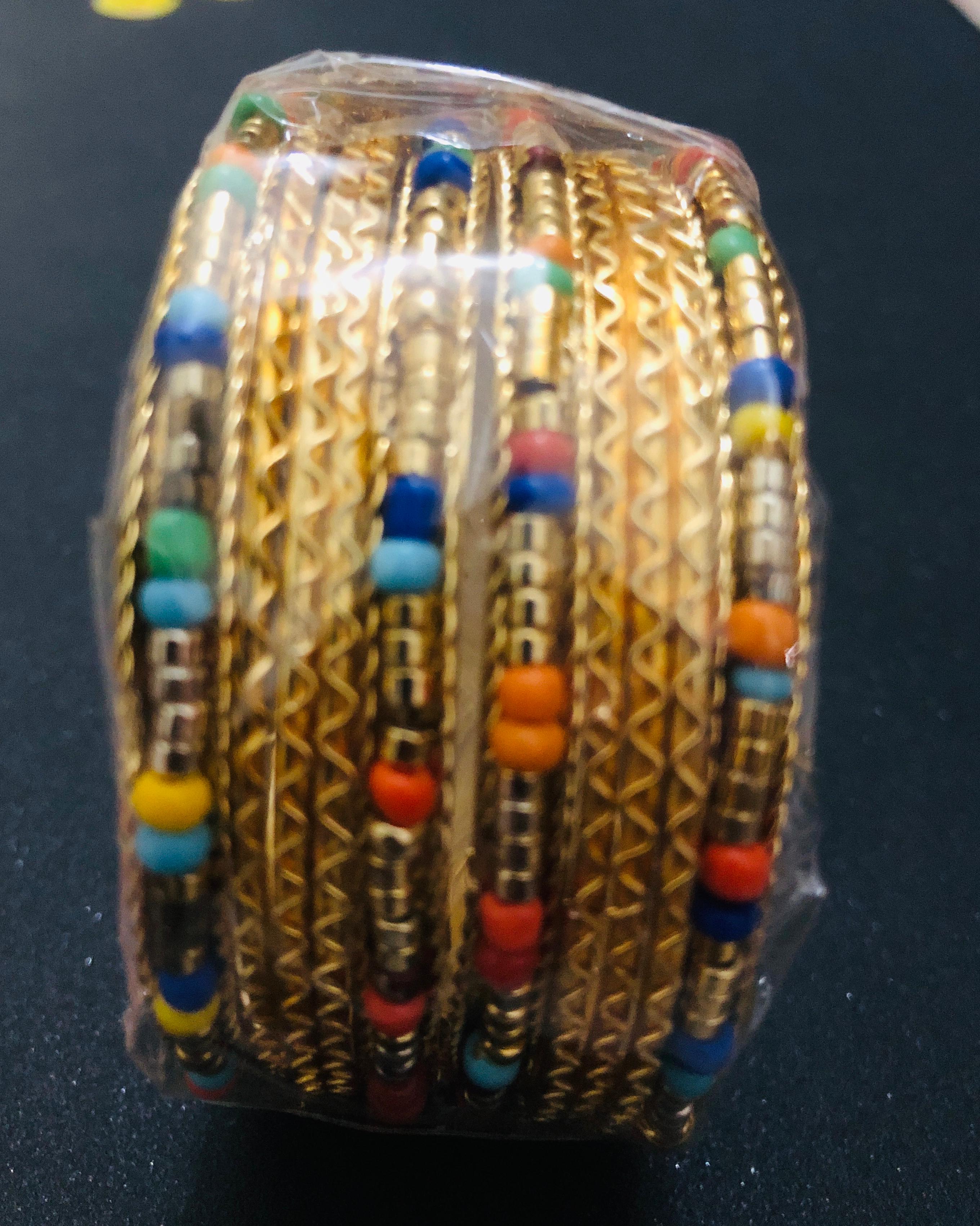 Ornate Traditional Gold-Tone Cutwork Jewelry Bangle Set