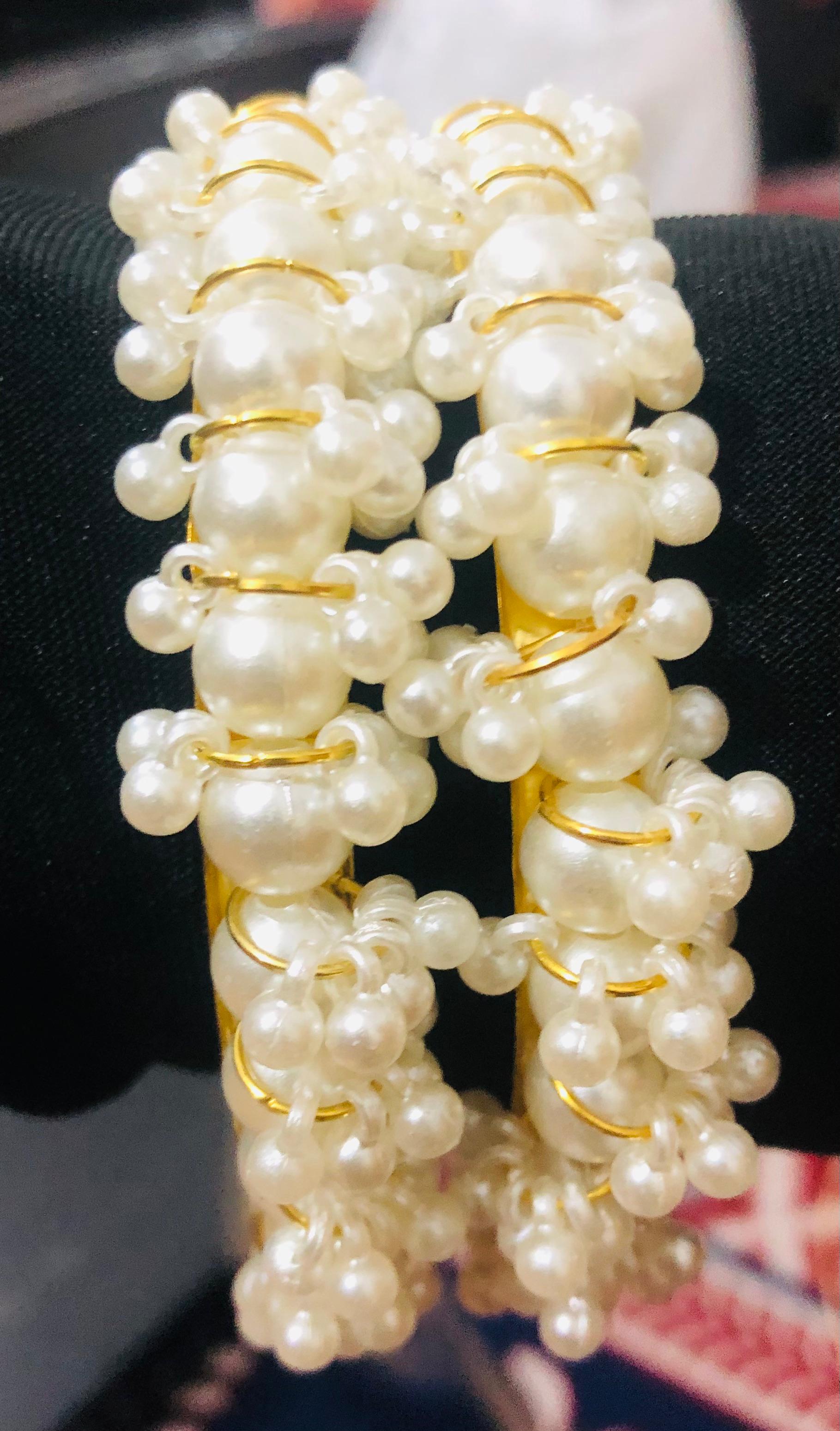 Jhumka Style Pearl Bangles - Traditional Bridal Jewelry Set