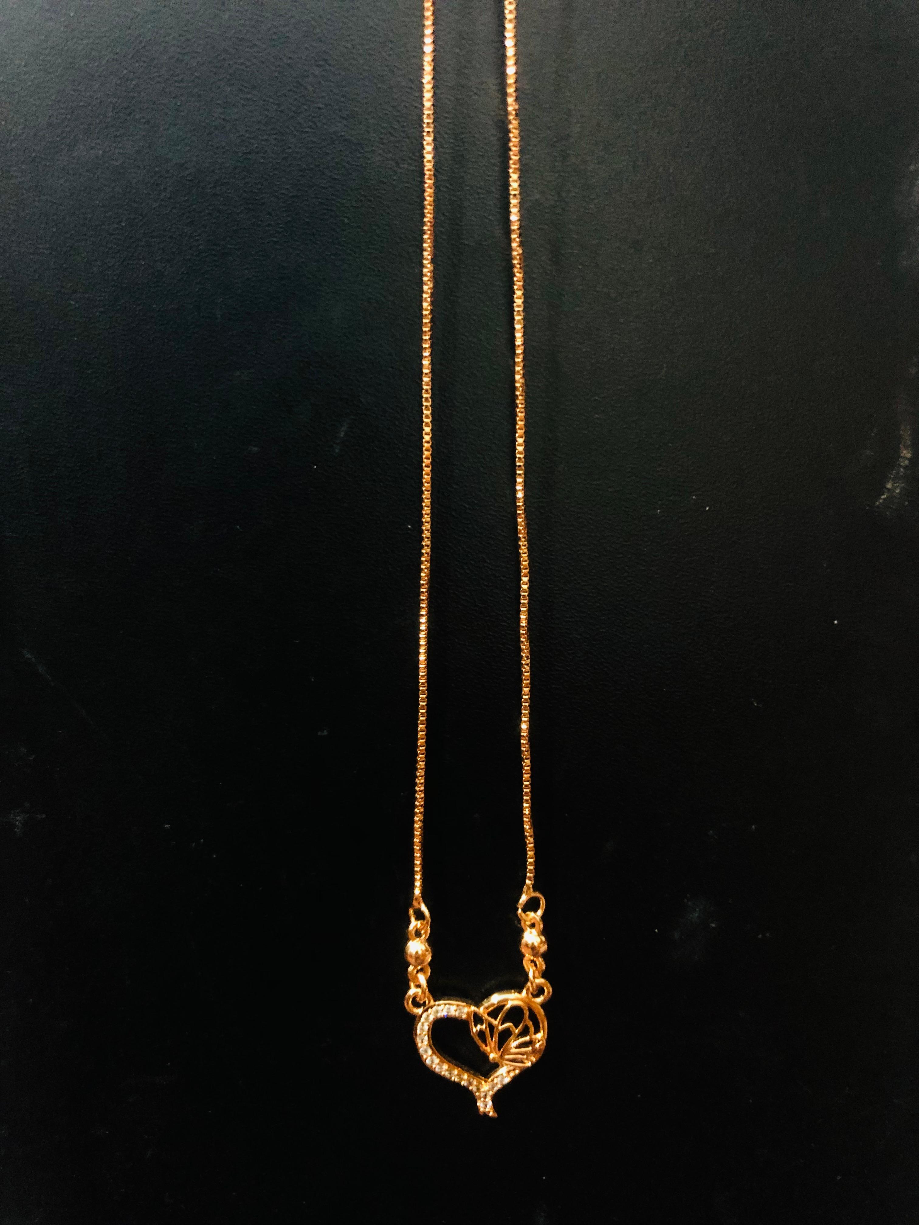 Rose Gold-Tone Butterfly Heart Necklace Jewelry with Pavé Accents