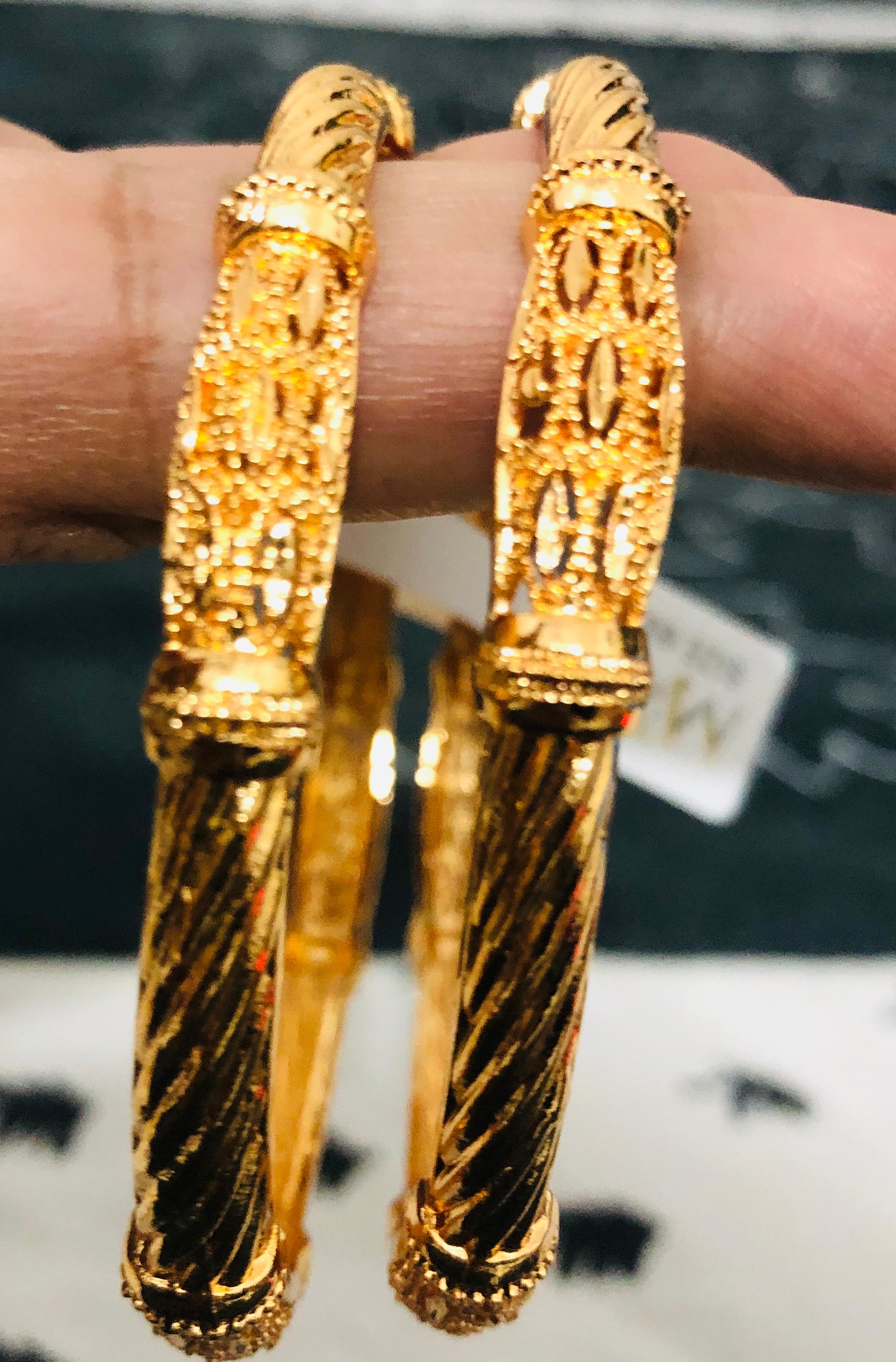 Rich Textured Gold Tone Bangle Set - Traditional Ethnic Indian Jewelry with Filigree Detail