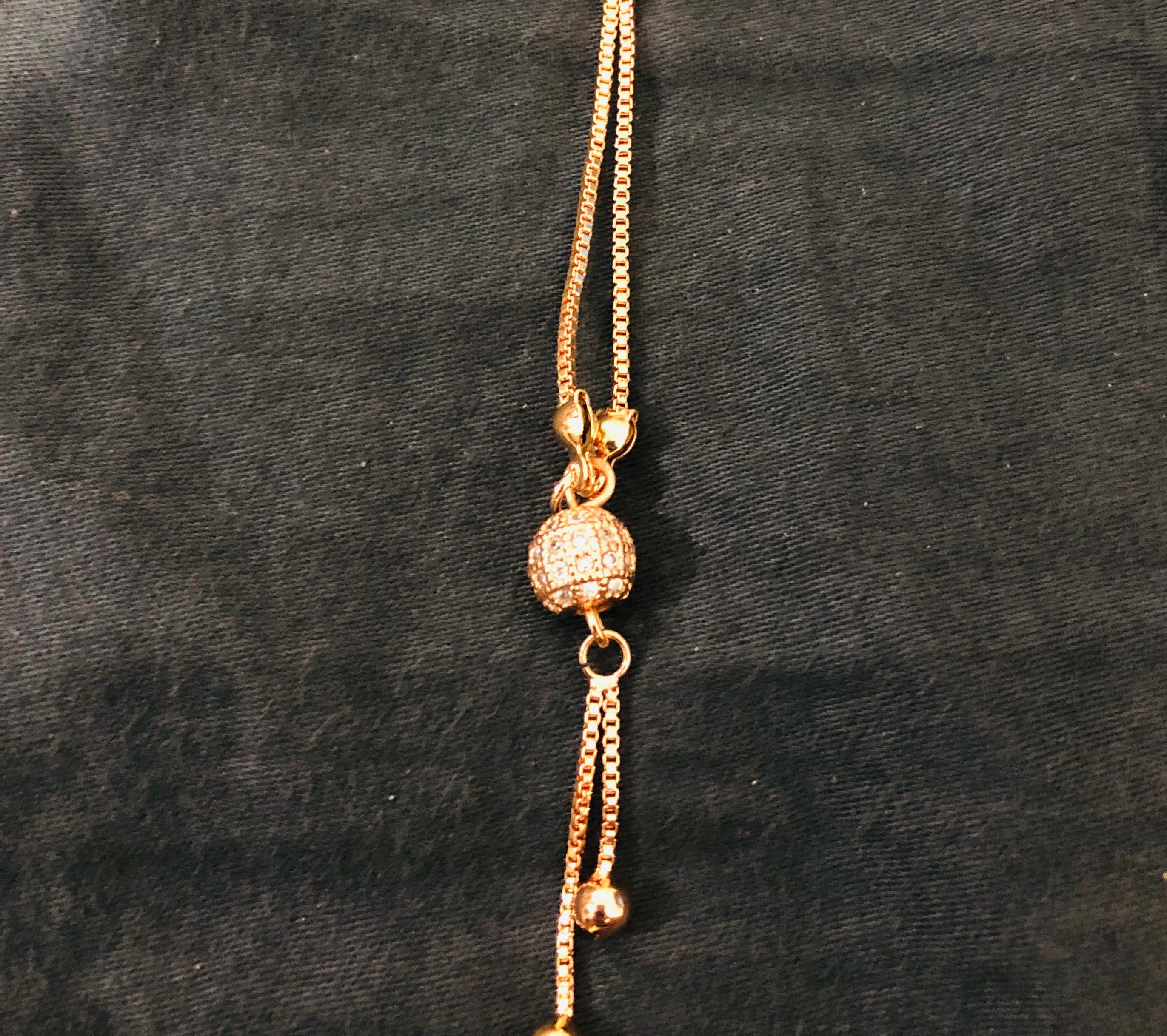 Dainty Crystal Pave Sphere Drop Necklace - Adjustable Rose Gold Tone Lariat Jewelry